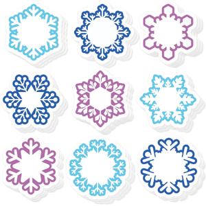 JarThenaAMCS 27Pcs Winter Snowflake Sticky Notes Blue-Purple Snowflake Shaped Self Adhesive Notepad Memo Pad Removable for Christmas Xmas Home Office Supplies, 9 Styles