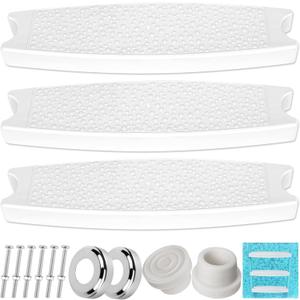 3 Pack Replacement Swimming Pool Ladder Steps for Inground Pools,18'' Heavy-Duty Plastic Molded White Ladder Rung with 1.9'' Rubber Bumper Cap and Stainless Steel Escutcheon Plates