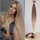 Straight Hair Bundles 1 Pack Protein Fiber Synthetic Hair Weave for Women Straight Bundles Silky Soft, No-Tangle, Natural Look Extensions (27/613#, 20 Inch)