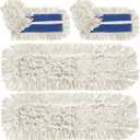 24" 4 Pack Industrial Strength Cotton Dry Dust Mop Head Floor Dust Mop Refill Hardwood Floor Duster Broom Dry Floor Cleaning for Hardwood Ceramic Marble Tile, Fits 24 Inch Frame