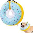 Dog Cone Collar Inflatable Donut for Large Medium Small Dogs, Soft Waterproof Dog Cone Alternative After Surgery Prevents Licking Wounds Easy Clean (Blue, M (Neck 9"-12"))