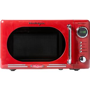 Nostalgia Retro Compact Countertop Microwave Oven - 0.7 Cu. Ft. - 700-Watts with LED Digital Display - Child Lock - Easy Clean Interior - Red
