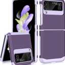 SAMONPOW for Samsung Galaxy Z Flip 4 Case with Upgraded Hinge Protection Dual Layer Hard PC Soft TPU Bumper Full Body Shockproof Flip 4 Phone Case for Galaxy Z Flip 4 5G (Purple)