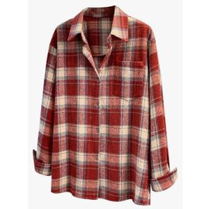 Floerns Women's Casual Long Sleeve Button Down Plaid Shirt Blouse Top S