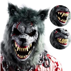Spooktacular Creations Halloween Wolf Werewolf Mask with Movable Jaw, Werewolf Costume Accessories Scary Mask for Kids Men Women Halloween Horror Cosplay Costume, Masquerade Party Dress Up Prop