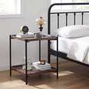 Square End Table Living Room with Metal Legs, 20 in Large Side Table Walnut