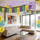 Mardi Gras Golf Cart Decoration Set - Purple Green Gold Tinsel Curtain, Tinsel Garland & Mardi Gras Themed Latex 12 Balloons for Carnival Parade Holiday Outdoor Party Supplies