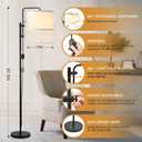 GyroVu Floor Lamp for Living Room, Adjustable Height Standing Lamps with 350° Rotate White Lampshade, 67.5-Inch Modern Tall Lamp Dimmable Floor Lamps for Corner Bedroom Home Office (Bulb Included) White Fabric Shade