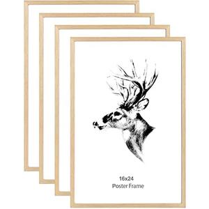 Yaetm 16x24 Picture Frames, Natural Solid Oak Wood Frame 16 x 24 inch, Ideal for Wall Gallery and Poster, Wall Mount (4 Pack, Oak)