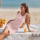 AI'MAGE Women's Swimsuit Coverup Sleeveless Waffle Knit Bathing Suit Cover Ups Twisted Tank Beach Dress (Pink, XXL)