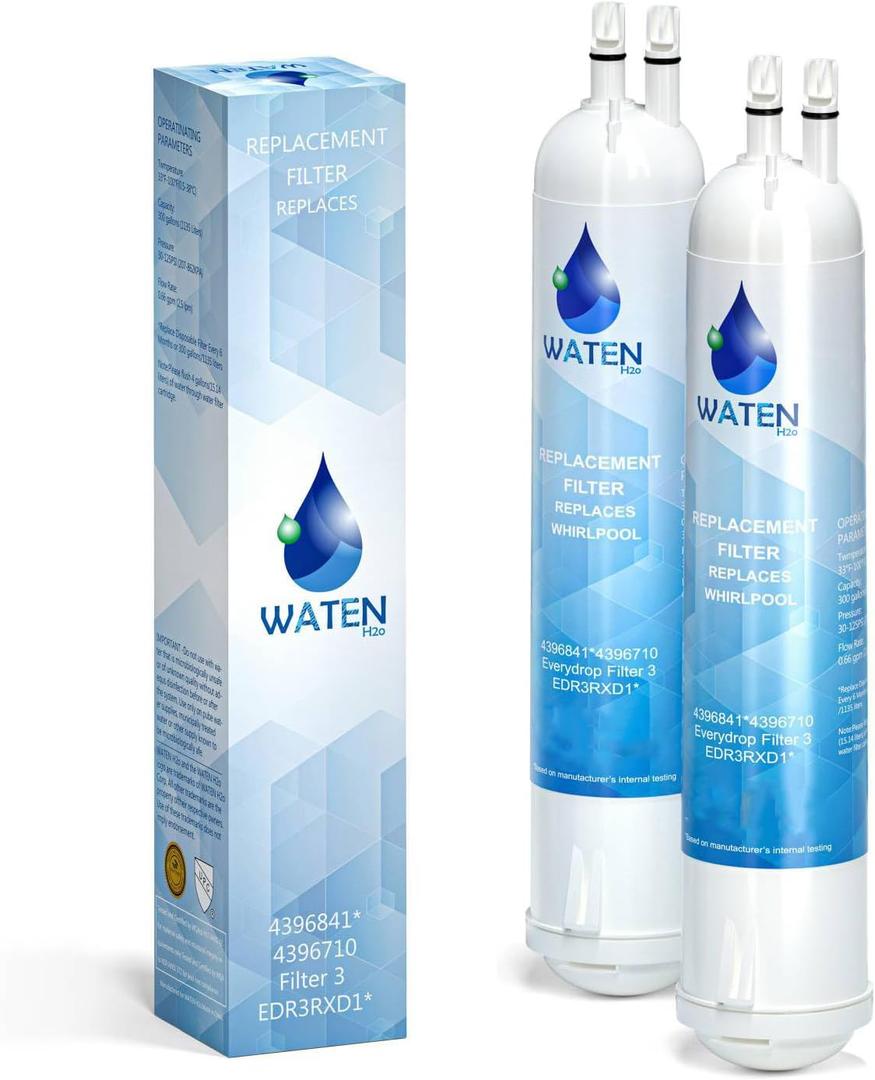 4396841 Water Filter Replacement - Compatible with Whirlpool 4396841, EDR3RXD1, Everydrop Filter 3, WHR3RXD1, KAD3RXD1, Kenmore 46-9083, 46-9030, 4396710, 2 PACK