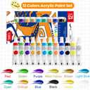 208 Pieces Canvas Painting Kits for Adults Kids, 8 Set 12 Color Acrylic Paint Kit, 16 Canvases, 8 Wood Easels, 8x10 Size Brushes, 8 Palettes, 8inch Canvas and Easel Set for Party Artists and Beginner