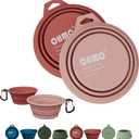 OHMO Collapsible Dog Bowl(2 Pack, 12oz/400ml) Premium Silicone Pet Water Bowls for Cats & Dogs, Portable Dog Travel Bowls Foldable for Outdoor Camping Hiking (Erythrinus&Coral)