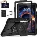 WESOROL Case for Samsung Galaxy Tab S10 Lite/S10 FE/S9 FE/S9 10.9/11 Inch (2025/2023), Shockproof Galaxy Tab S9 Tablet Case with Rotating Stand Screen Protector Pencil Holder Shoulder Strap,Black