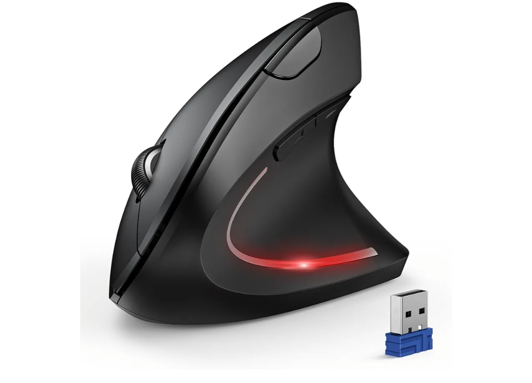 TECKNET Ergonomic Mouse, Wireless Bluetooth Vertical Mouse, 4800 DPI Optical Tracking, 6 Adjustable DPI, Quiet Clicks, 2.4GHz with USB A Receiver, 12 Months Battery, 6 Buttons, Wide Compatibility