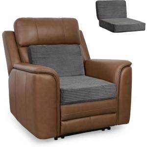 HIGOGOGO Corduroy Recliner Chair Cushion with Lumbar Support Pillow Soft Non-Slip 4" Thick Seat Pad Prevent Buttocks & Back Pain in Seniors (Grey, 12" Backrest)