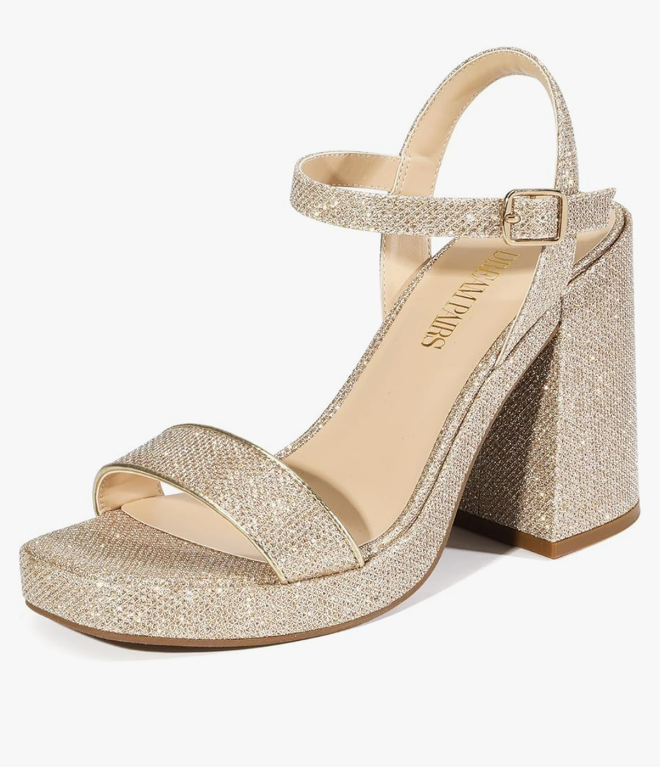 DREAM PAIRS Heels for Women Block Chunky Platform High Heels Open Toe GISELLE Fashion Wedding Party Evening Prom Dance Ankle Strap Dress Pump Sandals Shoes 7