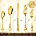 Cididu 40 Pieces Gold Silverware Set for 8, Retro Royal Utensils Set Gold, Stainless Steel Flatware Dinnerware Set Including Forks Spoons and Knives Cutlery Set for Kitchen Wedding Party