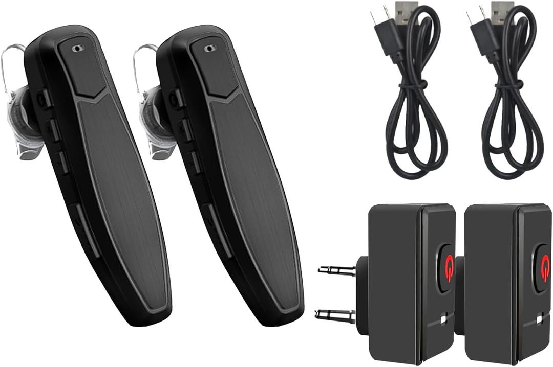 radtel Bluetooth Headset for Walkie Talkie, Noise Cancelling Mic Earpiece Compatible with BaoFeng, Kenwood, Btech Radios UV-32,UC-5R, AR-5RM, BF-F8HP PRO & More (2 Pack)