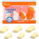 Yplus Eraser Line - Hipolymer Pencil Erasers for School Office, Cute White Rubber Eraser for Kids, Artist No Residues, 6 Pcs Stocking Stuffers for Kids Toddler (Single Color)