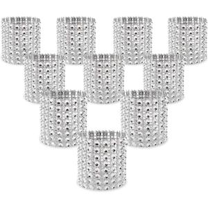 KPOSIYA Napkin Rings, Pack of 120 Rhinestone Napkin Rings Diamond Adornment for Place Settings, Wedding Receptions, Dinner or Holiday Parties, Family Gatherings (120, Silver)