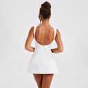 Women's Sexy Sleeveless Boat Neck A-Line Backless Mini Dress Formal Graduation Wedding Club Party Short Dresses, White, Medium