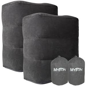 Inflatable Travel Foot Rest Pillow, Adjustable Height Leg Rest Pillow for Cars, Home, Office, Trains, Airplane, Make a Flat Bed for Baby, Kids, Toddlers, Grey, 1 Pack