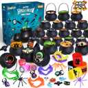 480 PCS Halloween Party Favors for Kids, 60 Pack Prefilled Small Plastic Witch Cauldron With Assorted Halloween Toy In Bulk, Miniatures for Kids Trick or Treat, Halloween Classroom Rewards