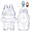 Protective Case Cover for Monsters Doll - 2PCS Clear Case for Have a Seat Series, Plastic Storage Box Cover with Silicone Strap for Mini Collectible Dolls ( Doll Not Included)