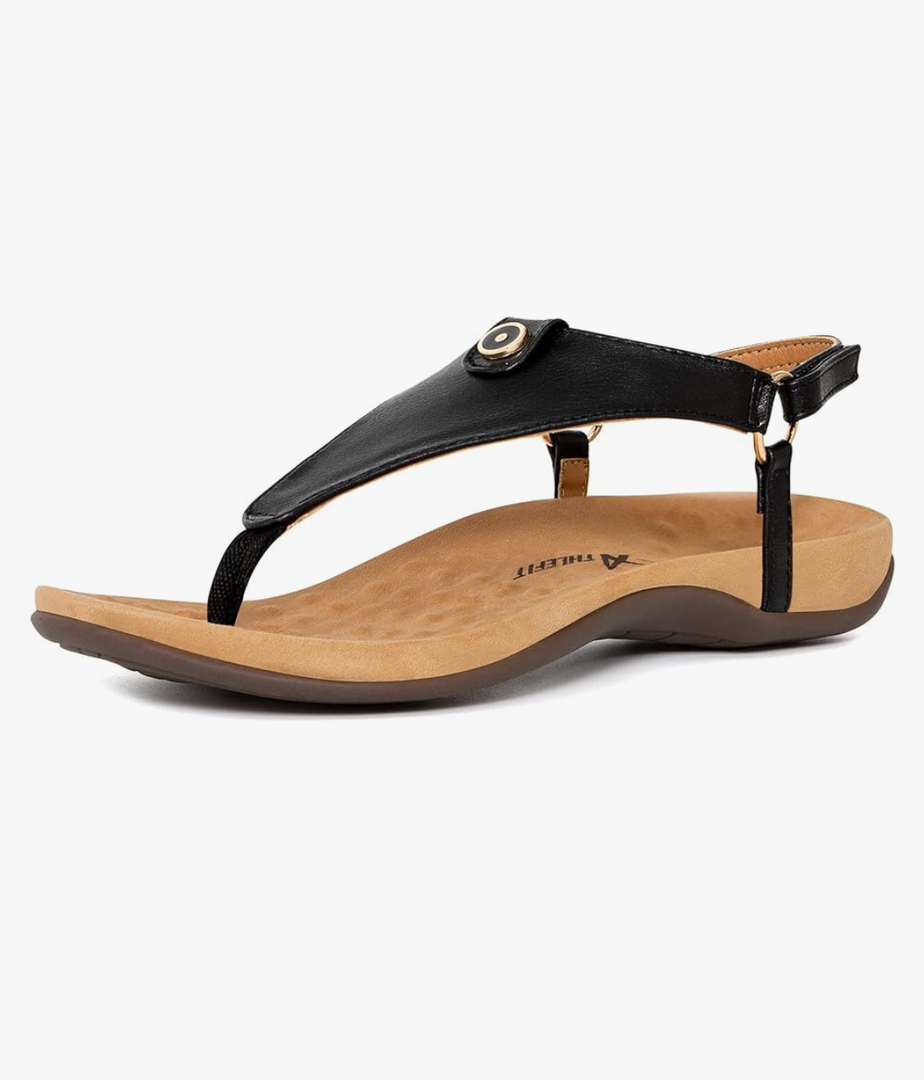 Athlefit Women's Comfortable Orthopedic Sandals Thong Dressy T-Strap Orthotic Casual Summer Arch Support Sandals Size 8.5