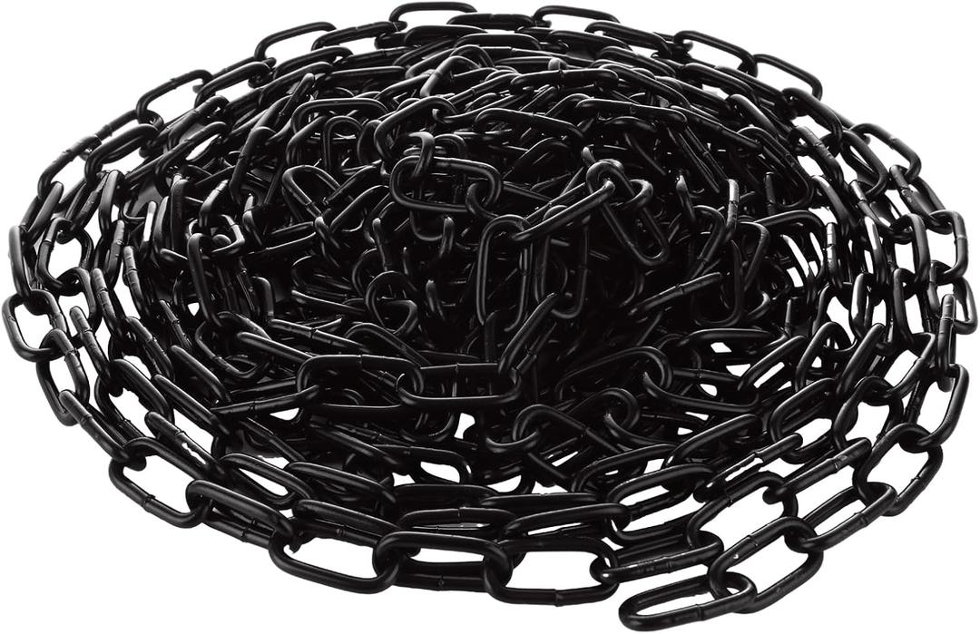 WOPPLXY 26.24 ft Length Black Chain Link, 1/8 Inch Carbon Steel Chain, Heavy Duty Coil Chain, Metal Porch Swing Chains for Home Outdoor Fence Gate, Garage Doors, Swing Chain, Bicycle Security Lock