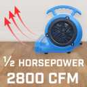1/2hp 2800CFM Speed Air Mover Carpet Dryer Floor Fan Cooling Fan - Industrial Heavy Duty Abanico de Piso Blower Fan with High Power for Commercial and Industrial Use