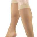 Truform Sheer Compression Stockings, 15-20 mmHg, Women's Knee High Length, Open Toe, 20 Denier, Beige, Large