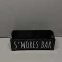 S'mores Kit Station With 5 Extendable Marshmallow Roasting Sticks, Farmhouse Caddy With Handles, Wood Maker Box, Camping Bonfire Accessories for Fire Pit Outdoor (Black)