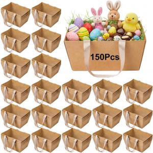 Pinkunn 150 Pcs Easter Basket for Gifts Empty DIY Bulk Party Gift Basket Kit with Handles Market Trays for Packages Wrapping Wedding Party Anniversary Display (16.14"L x 12.4"W x 12.2"H)