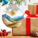 Sun & Mountain 2025 Holiday Ornaments - Christmas Ornaments, Stained Glass Christmas Tree Decor - Gift Idea for Friends - Mountain Theme