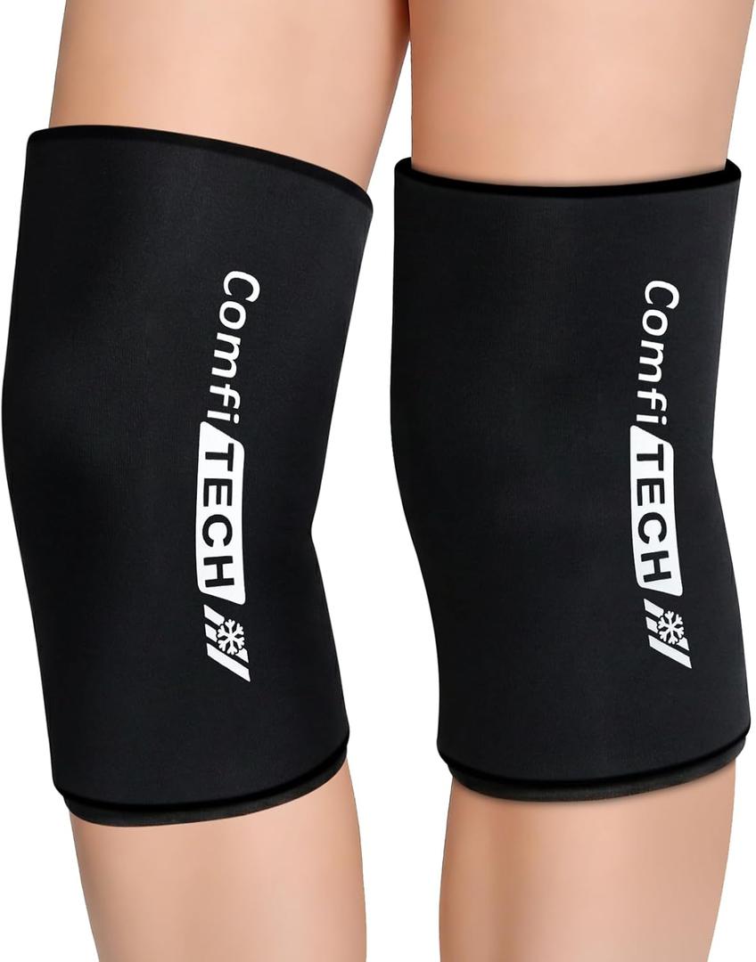 ComfiTECH 2 Pack Knee Ice Pack Wraps, Elbow Calf Brace Flexible Reusable Gel Cold Compression Sleeve for Soothing Meniscus Tear and ACL Discomfort, Muscle Relaxation, Sports Recovery, Medium