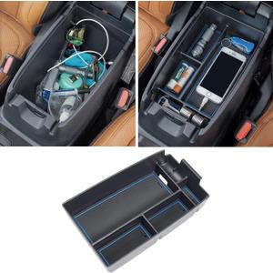 TOPINSTALL Blue Center Console Organizer Compatible with Ford Escape 2020-2025/ Bronco Sport 2021-2025 Accessories, Armrest Box Long Compartment Storage Tray Coin Container