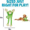 goDog Crazy Tugs Monkeys Squeaky Plush Dog Toy with Chew Guard Technology, Durable Fabric & Squeaker for Active Play, Green, Large
