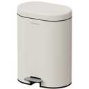 3.2Gallon Bathroom Trash Bin with Soft Close Lid,Oval Brushed Stainless Steel Garbage Can with Removable Inner Bucket,Office Trash Can with Foot Pedal for Bedroom,Living Room(Cream White)