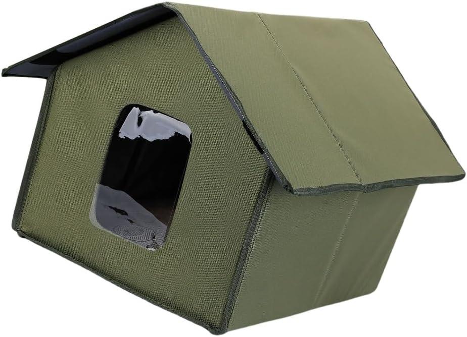 Outdoor Insulated Cats House Easy Assembly for Winter Waterproof Cats Shelter Cozy Bed Large Foldable Shelter (Grass Green Pointed) Outdoor Insulated Cats House Easy Assembly for Winter Waterproof Cats Shelter Cozy Bed Large Foldable Shelter (Grass Green Pointed)