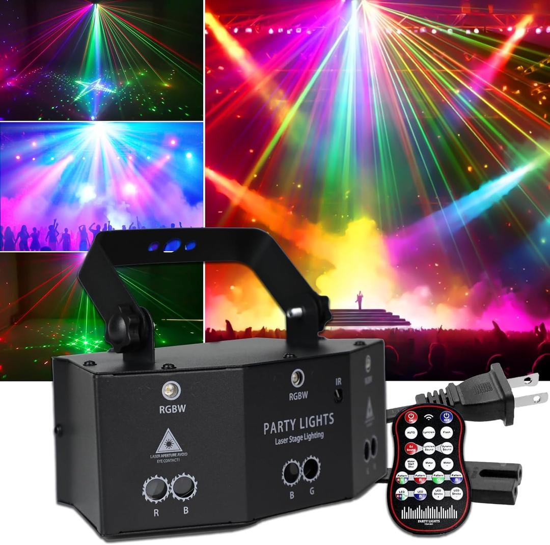 9 Eyes DJ Disco Light, RGB Party Stage Lights by Remote and DMX512 Control, Sound Activated LED Pattern Strobe Lights for Parties Live Light Show Xmas Bar Club Disco Dancing (9 Eyes Lights)