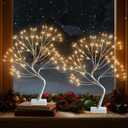 EAMBRITE Fairy Light Tree, 108 Led Light up Trees Decor Indoor, 8 Modes Fairy Light Spirit Tree for Christmas Decorations, USB& Battery Tabletop Bonsai Tree for Home Bedroom Decorations (2 PK, Sliver)