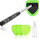 XINDELL Windshield Cleaner Tool  Car Interior Glass Cleaning Kit with Extendable Handle & 4 Microfiber Pads, Auto Glass Wash Brush for Car Detailing, Trucks, SUVs, RVs & Home Windows (19in)