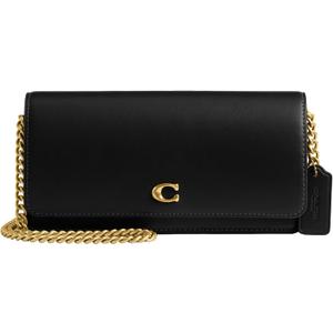 Coach Women's Evie Long Chain Accessory-Travel Wallet Black, " (L) x 4" (H) x 1 3/4" (W)