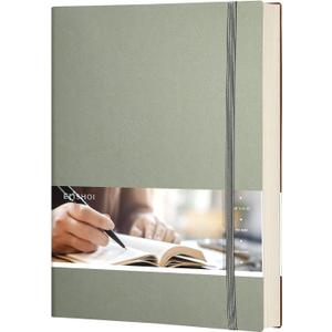 EMSHOI College Ruled Composition Notebook - Large B5 Notebook Lined Journal Leather with Free Sticky Notes, 204 Numbered Pages,100gsm Thick Lined Paper, Softcover, 7.5"x10"-Green