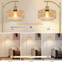 Vintage Floor Lamps for Living Room Glass Floor Lamp with Remote Control,Dimmable Floor Lamp Gold Mid Century Modern Standing Lamp 3 Color Temperature Brass Tall Floor Lamps for Bedroom Corner