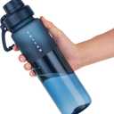 OLDLEY 32oz Frosted Clear Water Bottle, BPA-Free Tritan Plastic Reusable Water Bottle with Fast-Flow Spout Lid, Wide Mouth Leakproof Sports Drinking Bottle for Gym, School,Travel,Midnight Blue