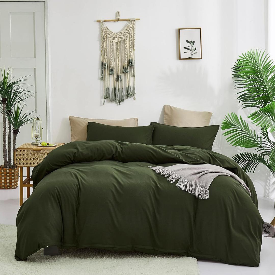 Cottonight Army Green Comforter Set King Men Bedding Comforter Set Olive Green Solid Blanket Quilts Modern Breathable 3 Piece Hunter Green Comforter for King Bed (1-army Green)