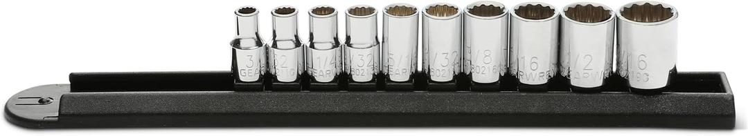 GEARWRENCH 10 Pc. 1/4" Drive 12 Pt. Standard Socket Set, SAE - 80307D